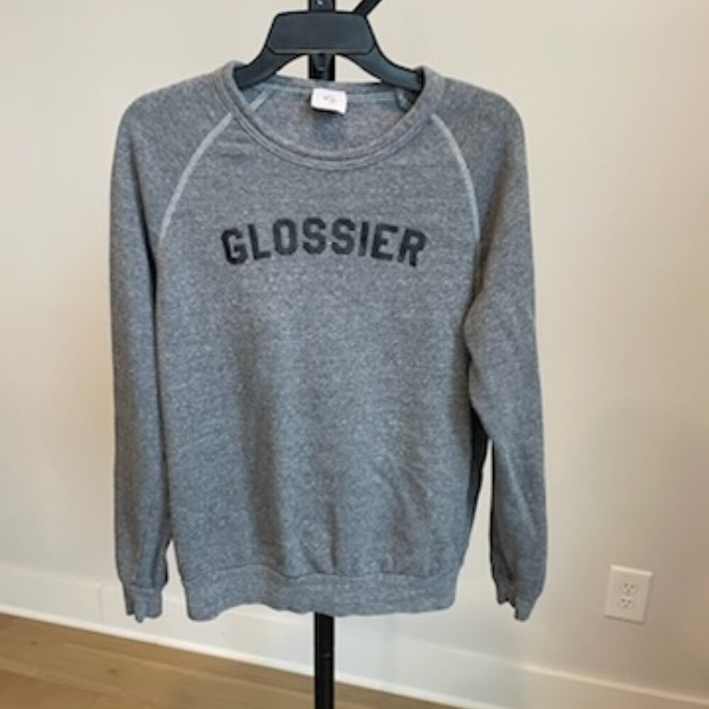 Women's Glossier Logo Long Sleeve Sweatshirt Grey Size Medium